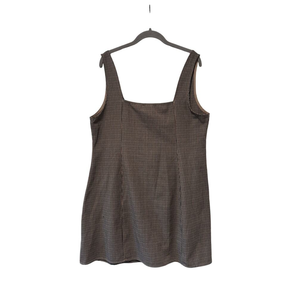 Cider 1XL Brown Houndstooth Button Front Sleeveless Mini Dress Plus Size - Picture 4 of 7